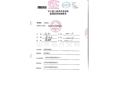 中小型三相異步電動機能源效率檢（jiǎn）測（cè）報告