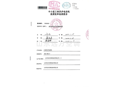中小型三相異步電動機（jī）能源效率檢測報告（gào）